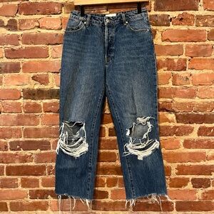 Rolla’s Classic Straight High Rise Regular Fit Size 27 Distressed Raw Hem Crop